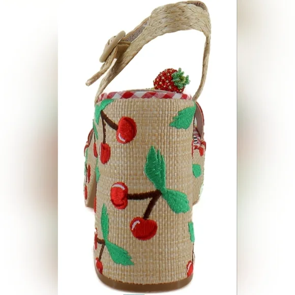 Betsey Johnson Cheyne Cherry Platform Heels Size 7.5 🍒 Statement Sandals - Picture 3 of 10